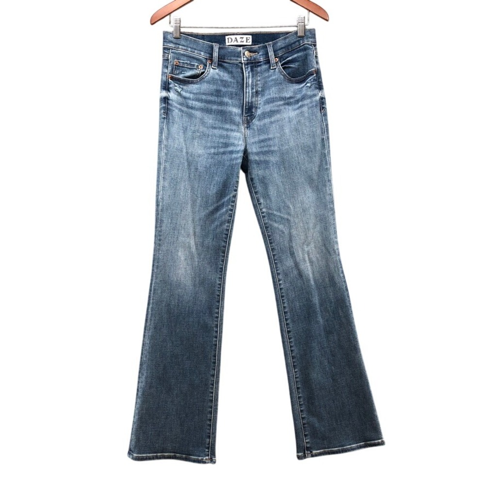 DAZE Jeans Womens 27 4 Blue Sustainable Flare Stretch Denim Boho Retro Indie
